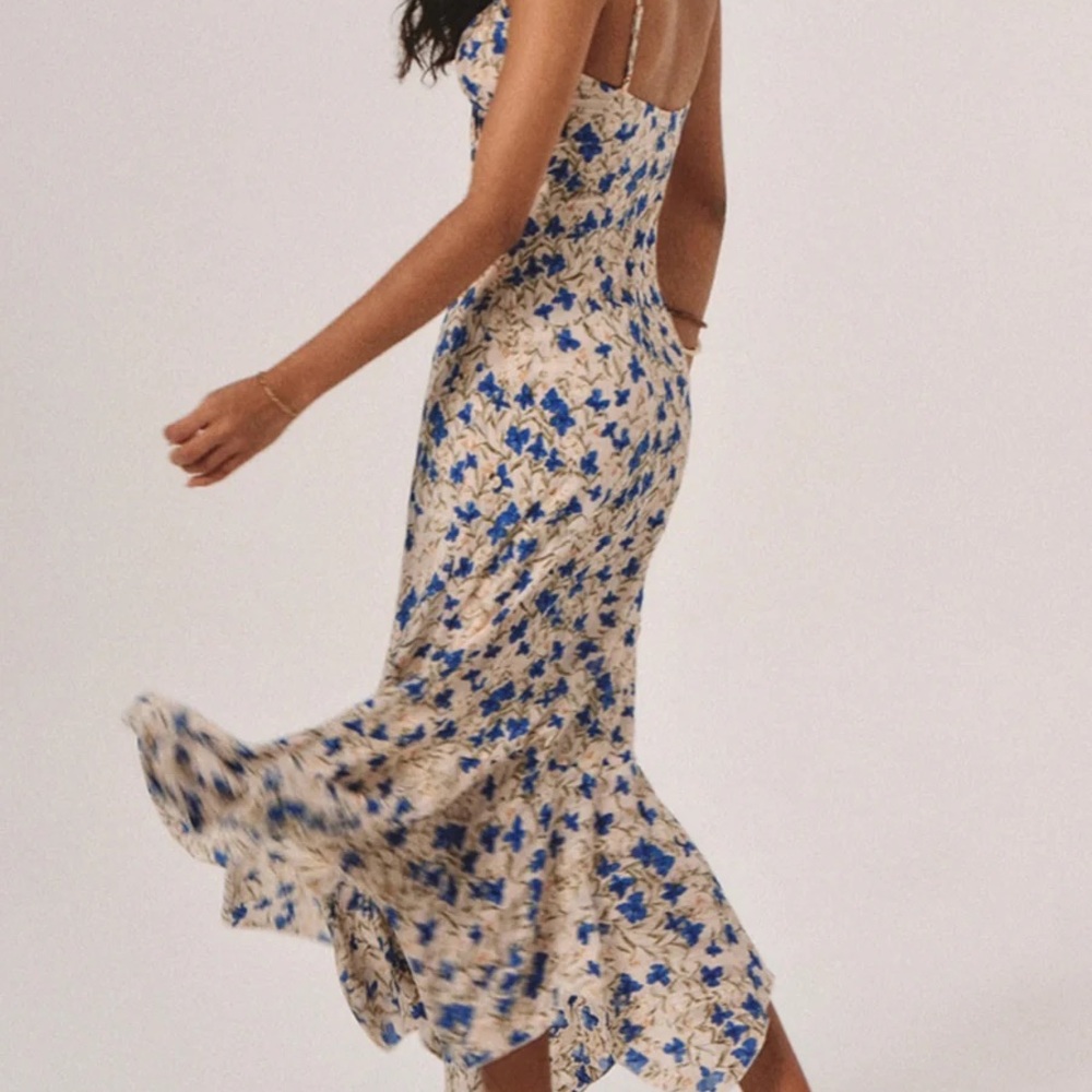 Commense Cream Ruffled Flower Sundress with Spaghetti Straps for Wedding Guest - Picture 5 of 8